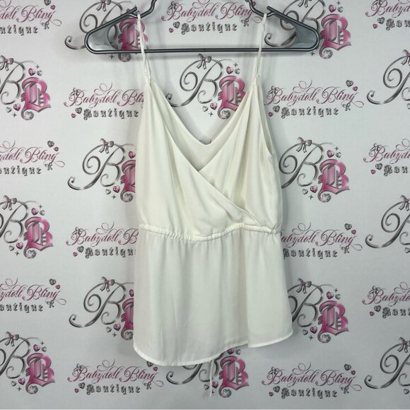 Babaton aritzia tank top white Cream Camisole Top tie up ribbon - Picture 2 of 6